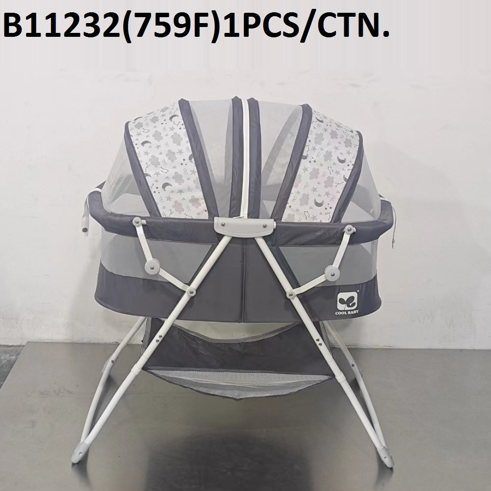 Cool Baby Grey Cradle with Flowery Design - B11232